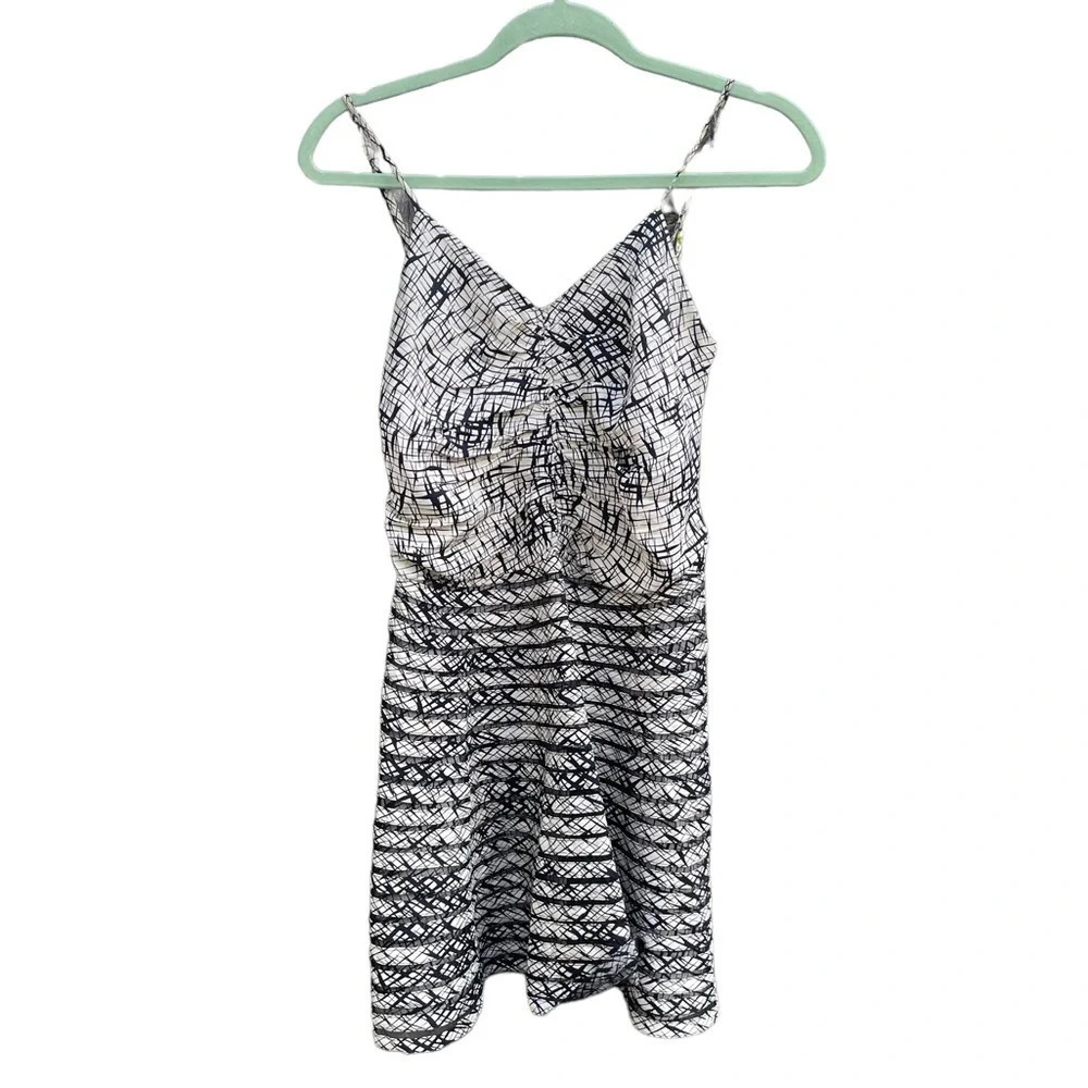 PARKER SILK ABSTRACT COCKTAIL MINI DRESS